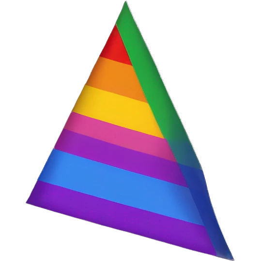 pride flag with a triangle kind of in the middle of the flag but more on the right side, a long line connecting to the right side of the triangle emoji