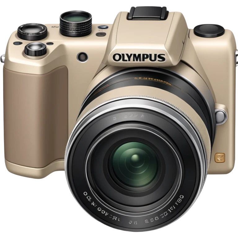 Minimal Olympus Superzoom 70G camera from slight top angle, grayish-beige color, simplified shape with subtle indication of basic camera features emoji