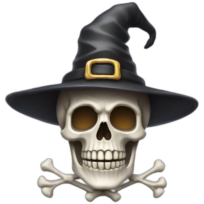 skeleton wearing a wizard hat emoji