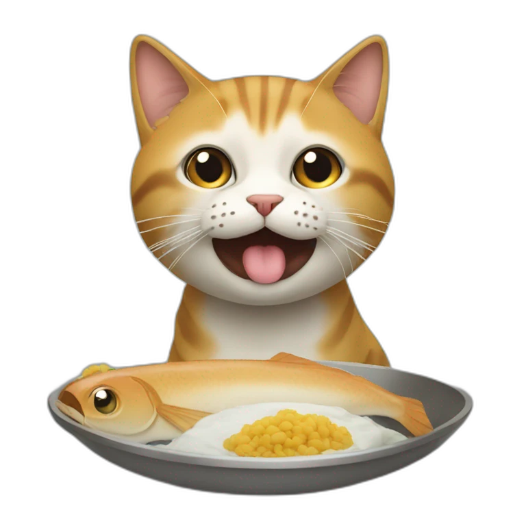 Chat qui mange du thon emoji