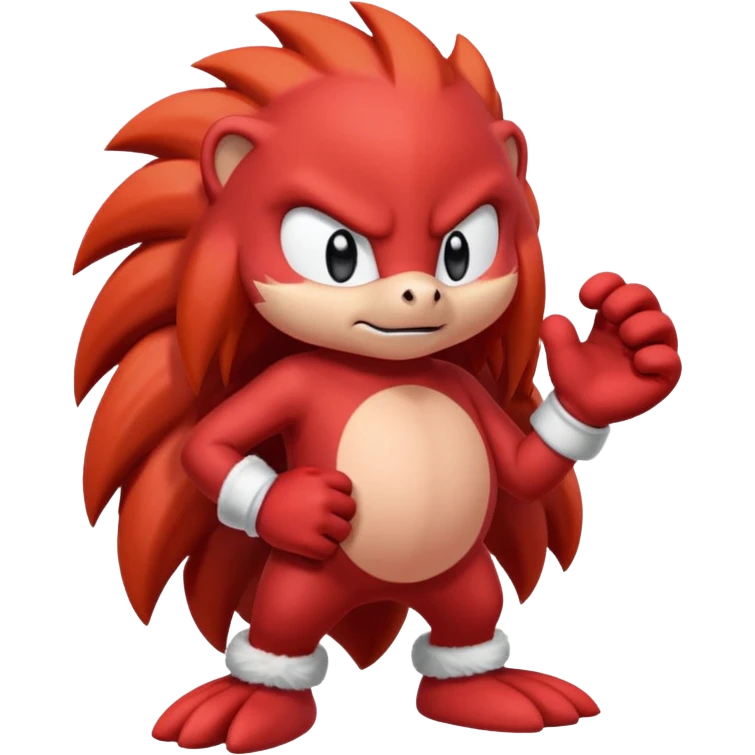 Sonic the hedgehogs friend knuckles a red animal with peach arms and white gloves he’s a echidna emoji