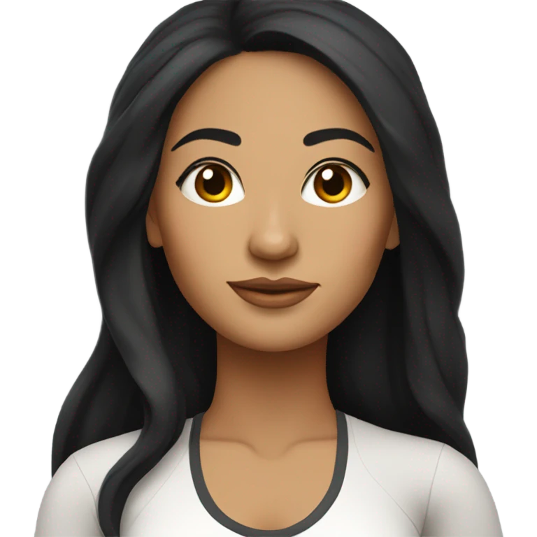 latin woman with long black hair wearing a yoga outfit  emoji