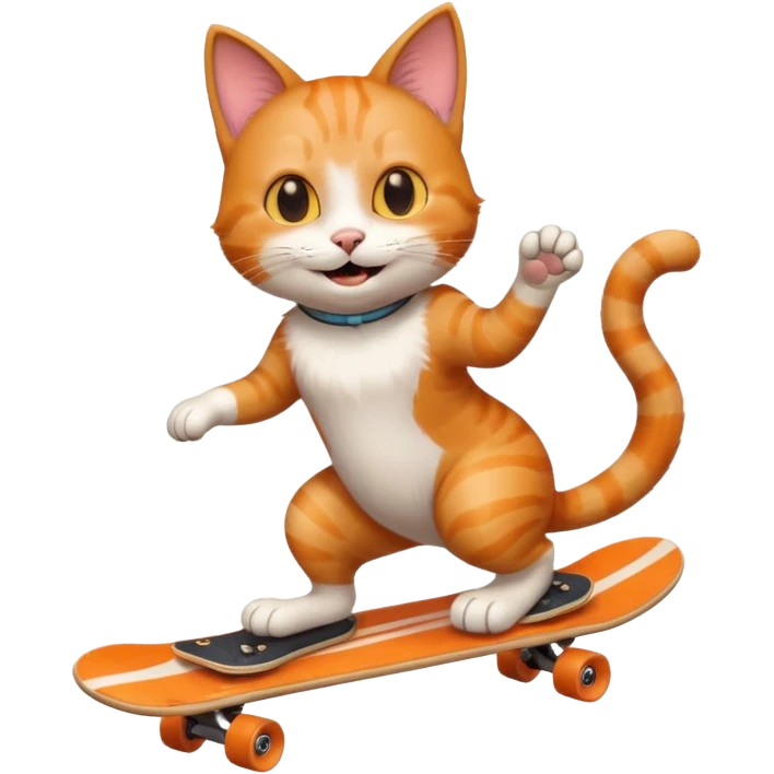 An cat using a skatboard ios emoji emoji