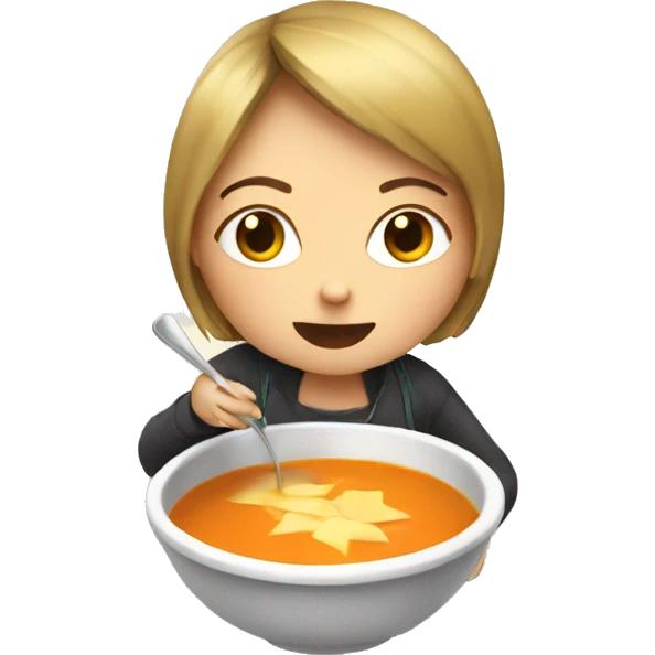 Girl eating soup emoji