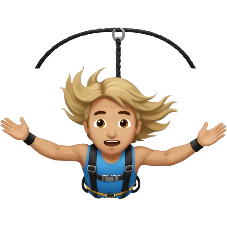bungee jumping man face only with flying long hair and open mouth emoji
