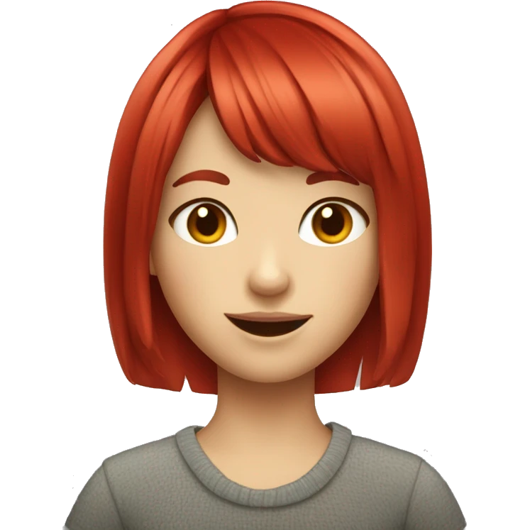Bob cut chili red hair smiling fair skin girl with bang emoji