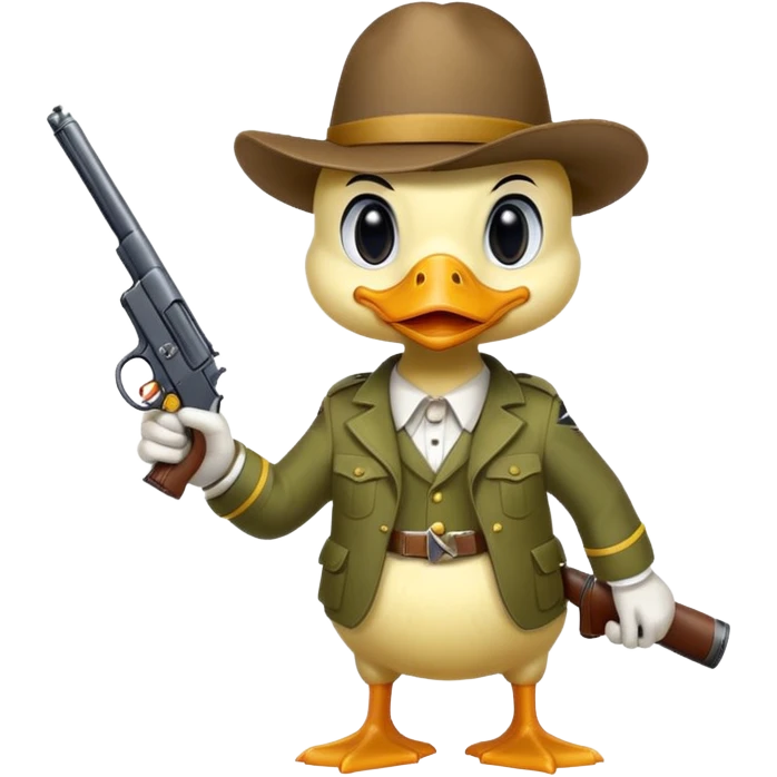 angry duck with a gun in his hand pointing at us  emoji