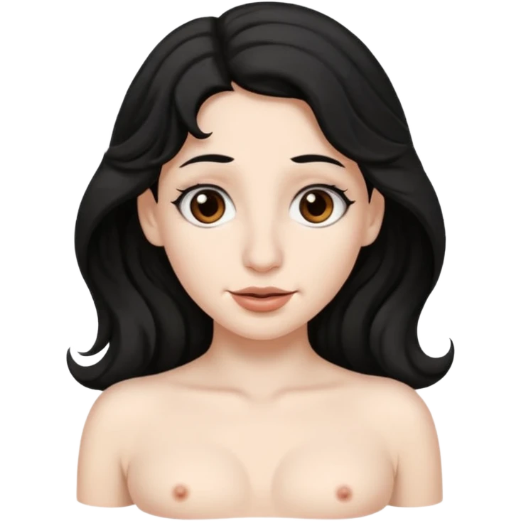 White skin Black wavy hair brown eyes big nose naked boobs emoji