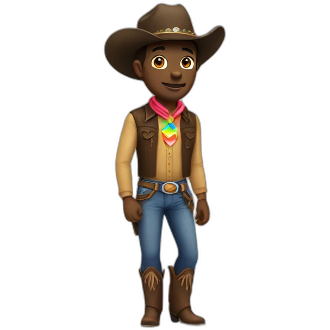 extremely gay cowboy. full body with a rainbow badge emoji