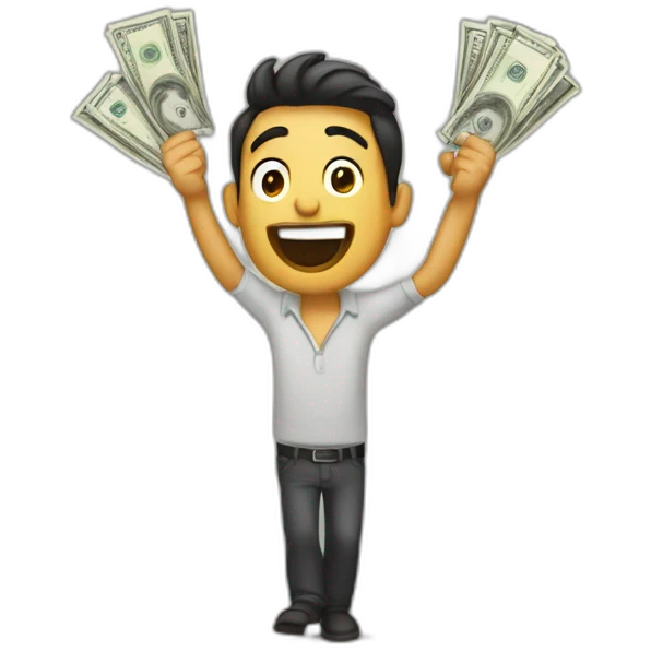hombre saltando feliz mucho money dinero emoji