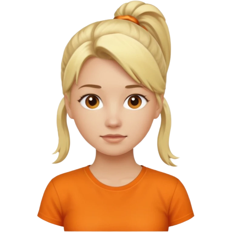 blond woman with ponytail and orange shirt emoji