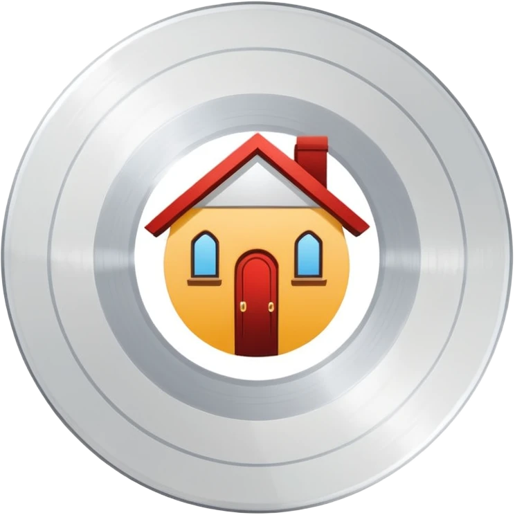 white vinyl with a house logo in the middle emoji
