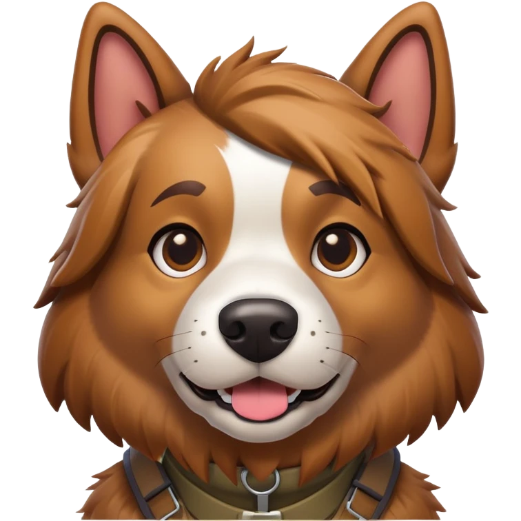 Dog wearing fortnite skin emoji