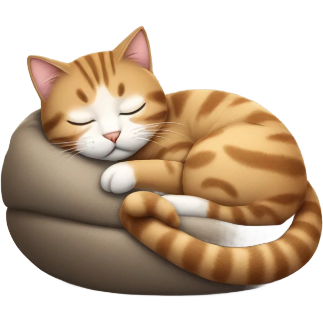Sleeping tabby cat curled up emoji