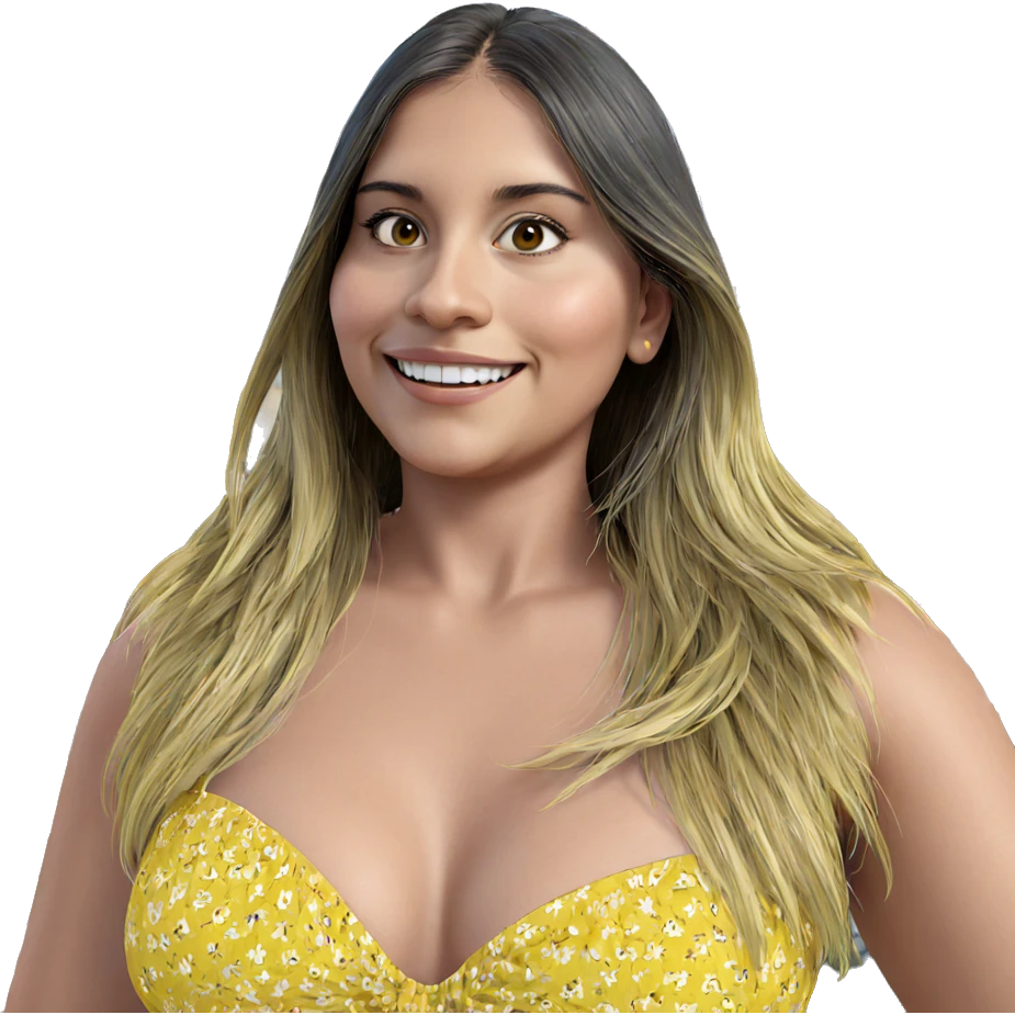 smiling girl in yellow dress emoji