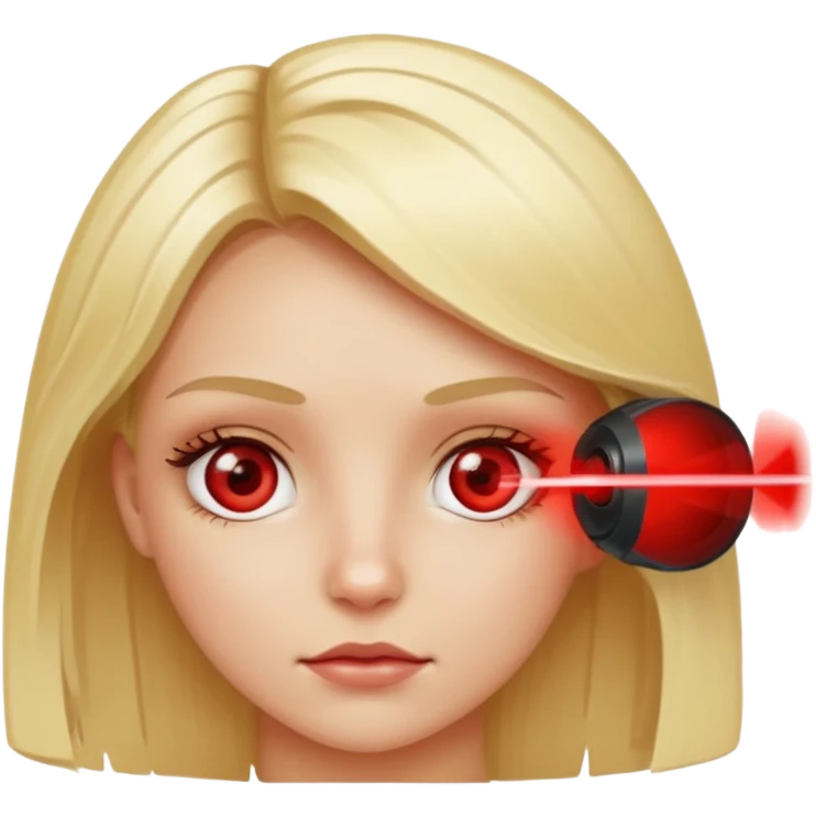 Blonde girl with red laser in eye emoji