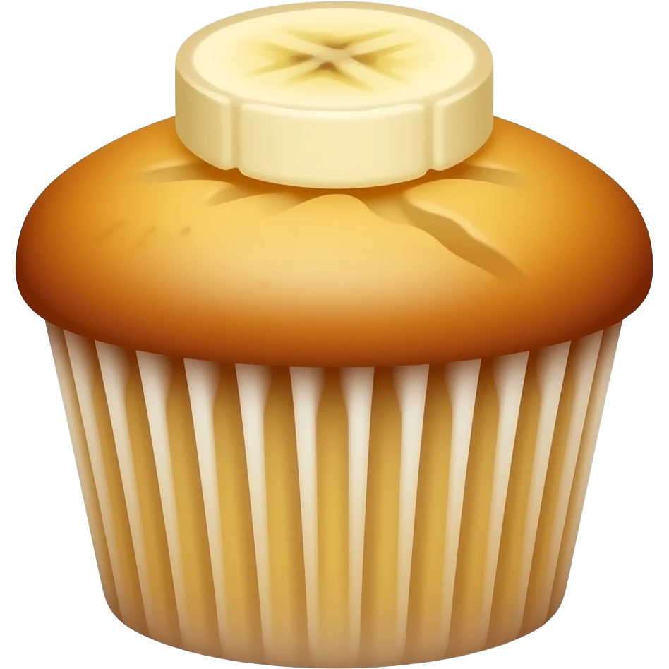 realisitic banana muffin with banana slice on top emoji