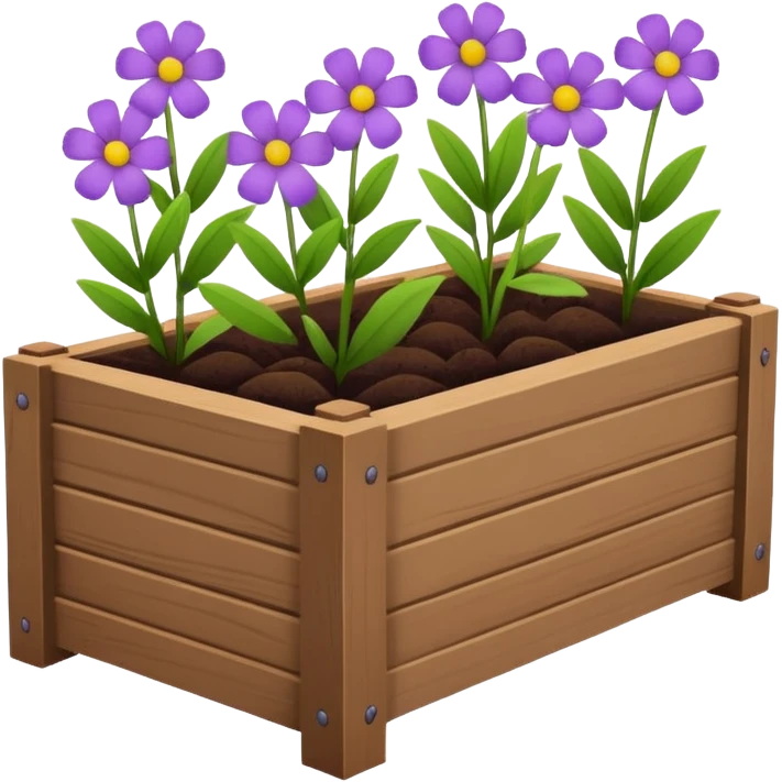 minimal flower bed in a wooden planter emoji