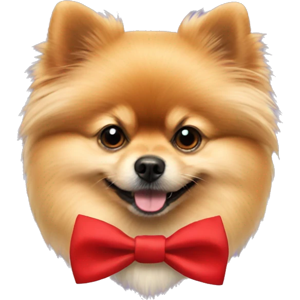 Pomeranian in red bow tie emoji