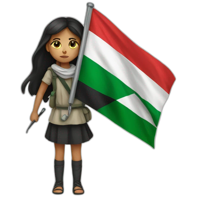 Injured girl holding Palestine flag emoji