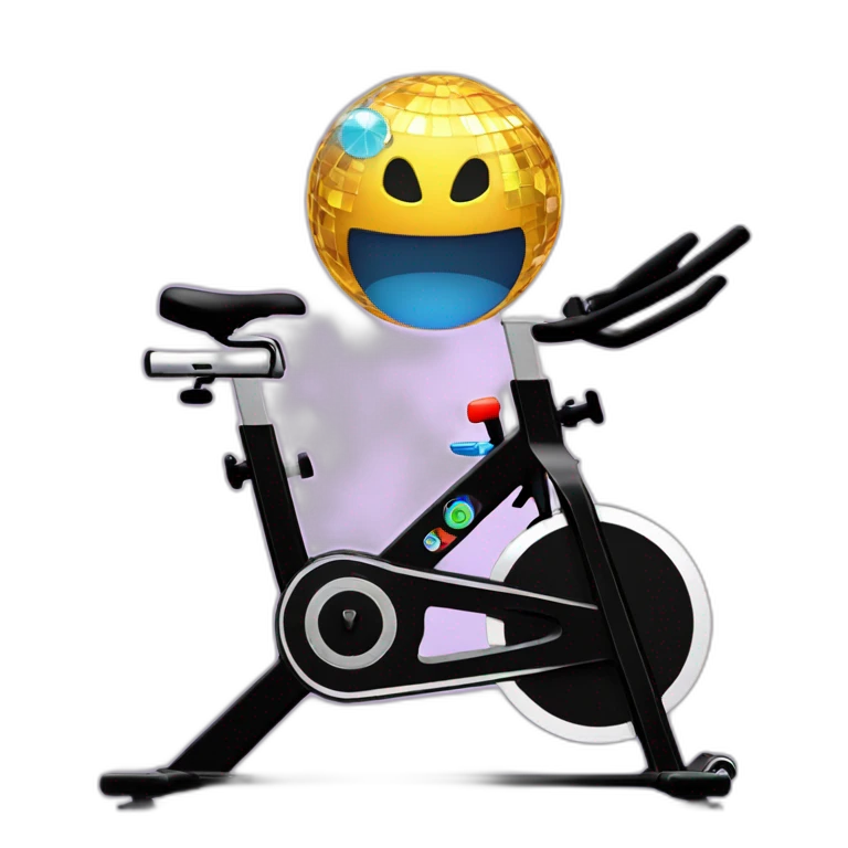 Spin bike and disco ball emoji