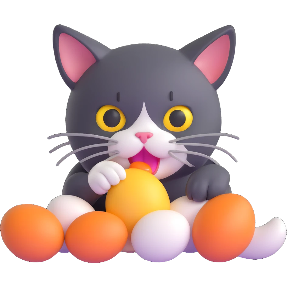 cat licking eggs emoji