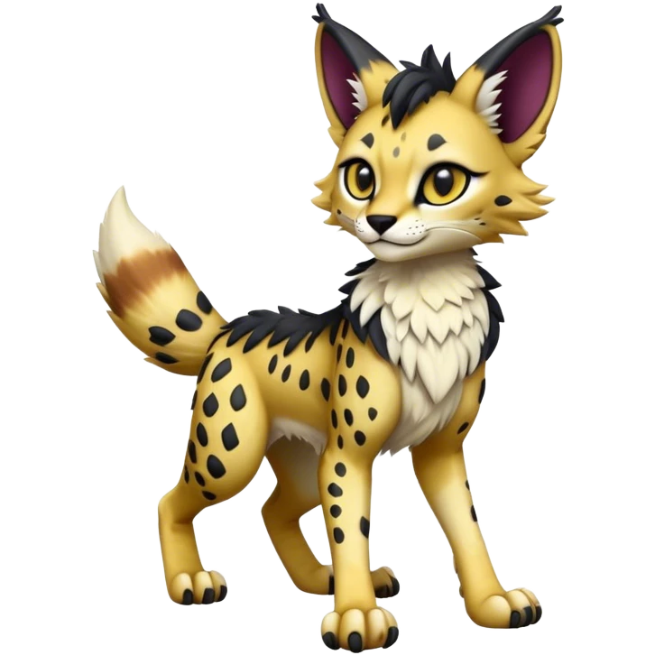 Epic Cute Dark Sergal-Serval-Vernid full body emoji