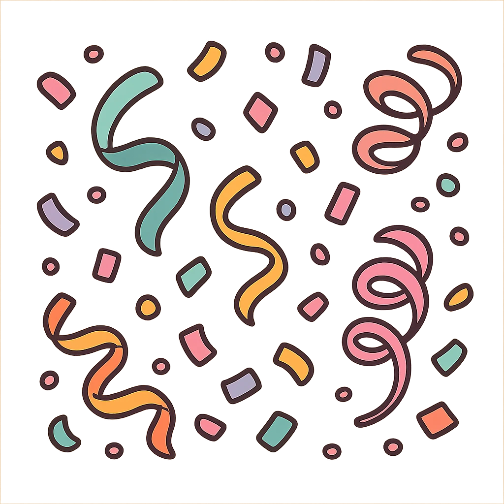 colorful confetti in a cartoonish flat toon style emoji