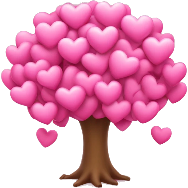 pink hearts tree emoji