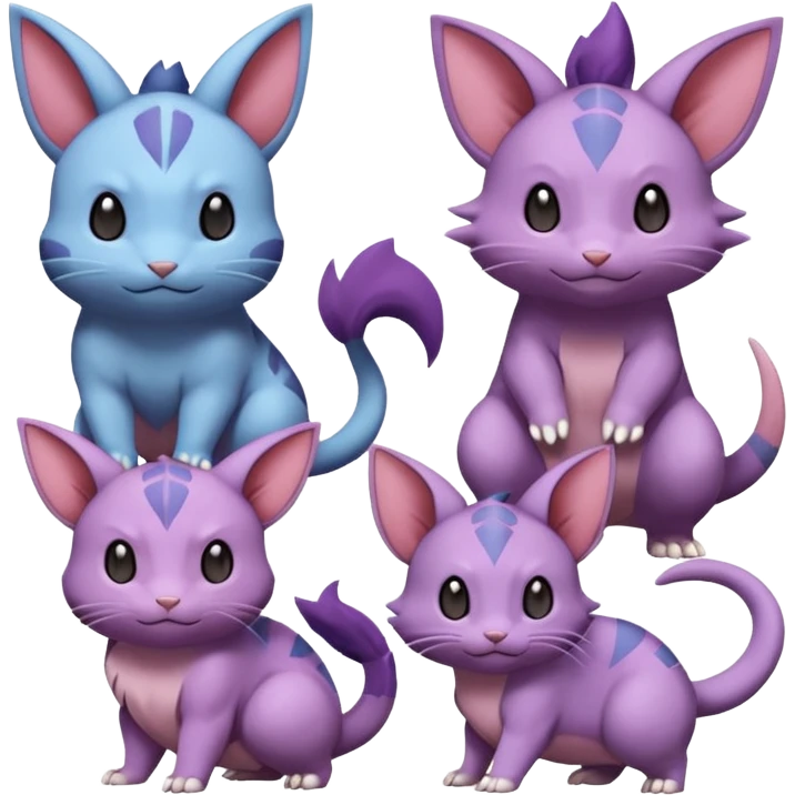 Nidoran-Purrloin-Delcatty-Rattata-Pokémon (full body) emoji