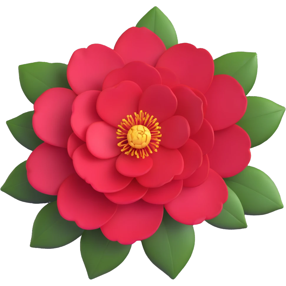 minimalist red camellia with just five layered petals emoji