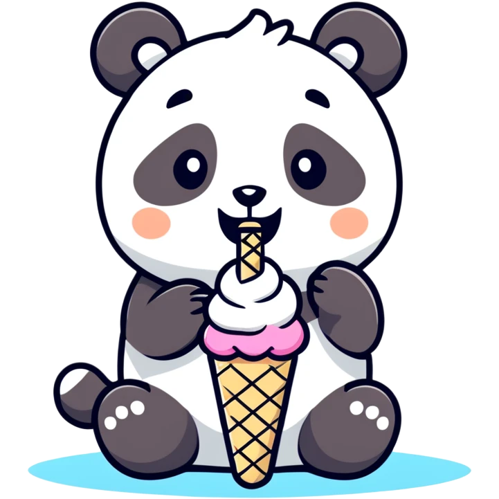 Panda eating ice cream emoji