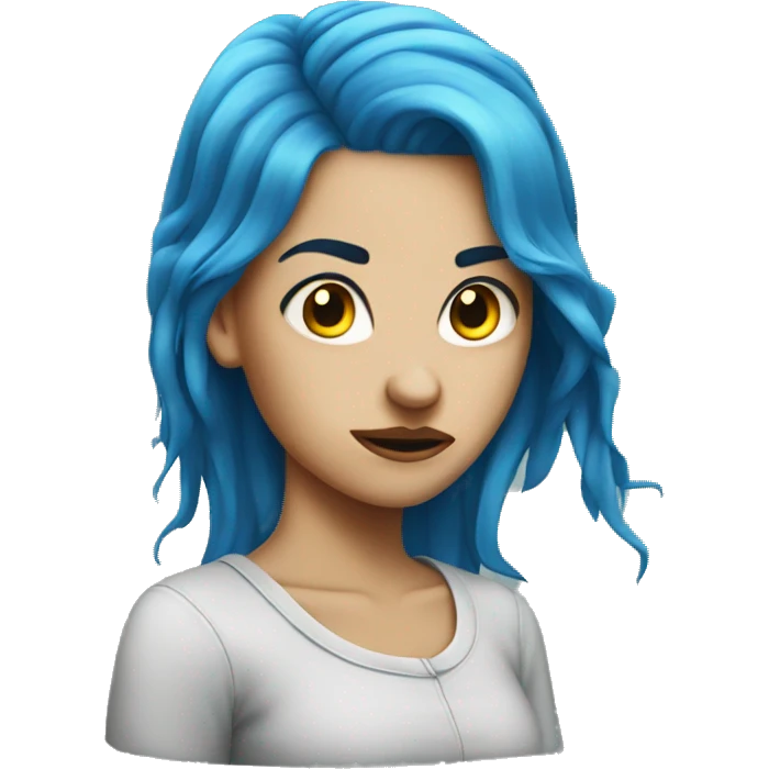 Mad blue hair girl emoji