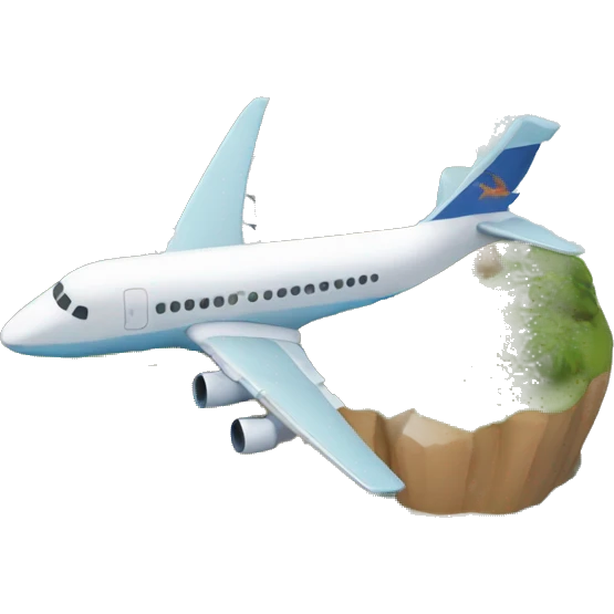 Dinosaur riding an airplane over an island emoji
