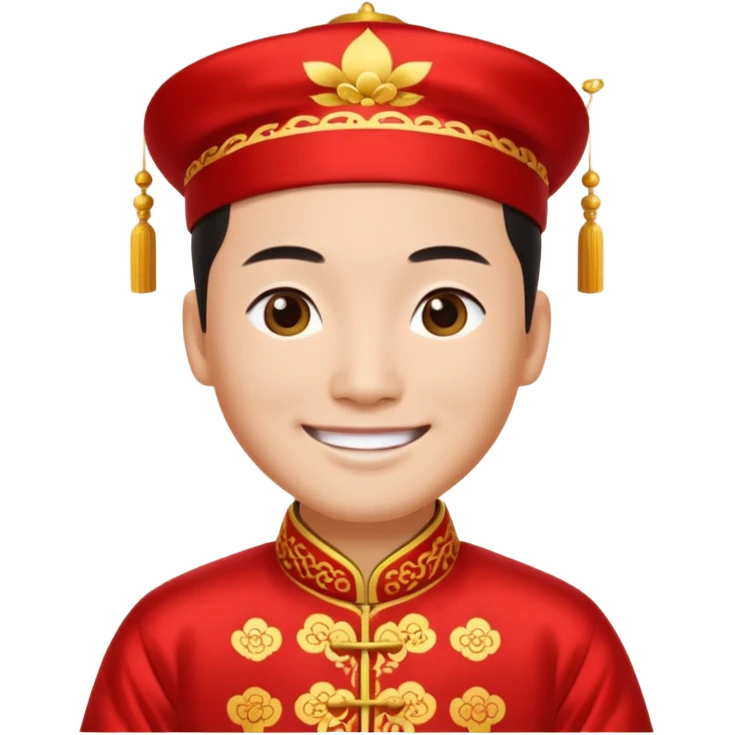 Chinese groom, traditional, culture of chinese, smiley on face. emoji
