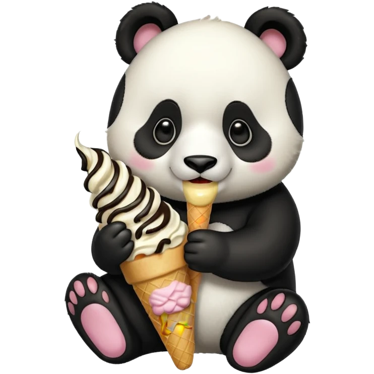 Panda eating ice cream emoji