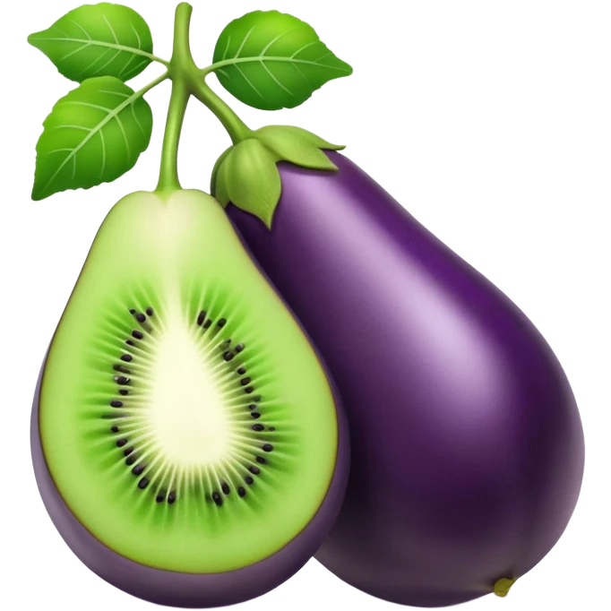 Eggplant holding 2 kiwis emoji