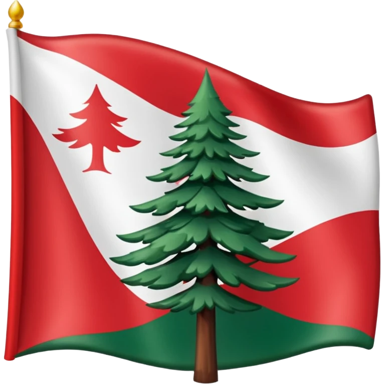 New England flag with a red backgournd white canton and a pine emoji