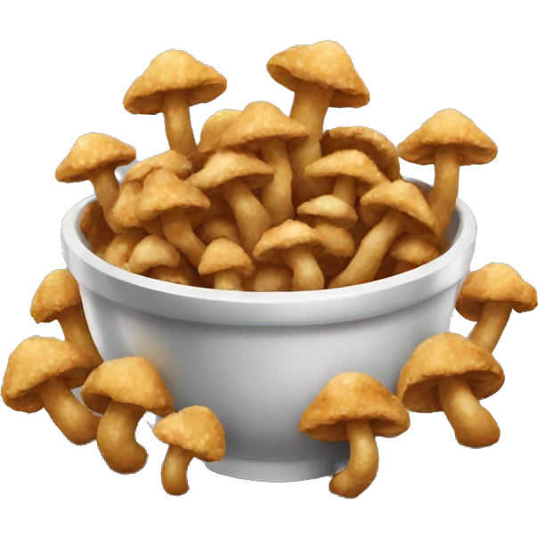 a bowl of deep-fried crispy mushrooms neatly sitting in a bowl emoji