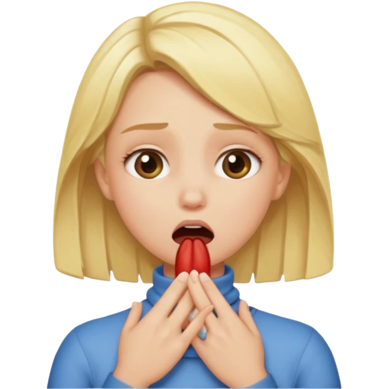 blonde girl choking herself emoji