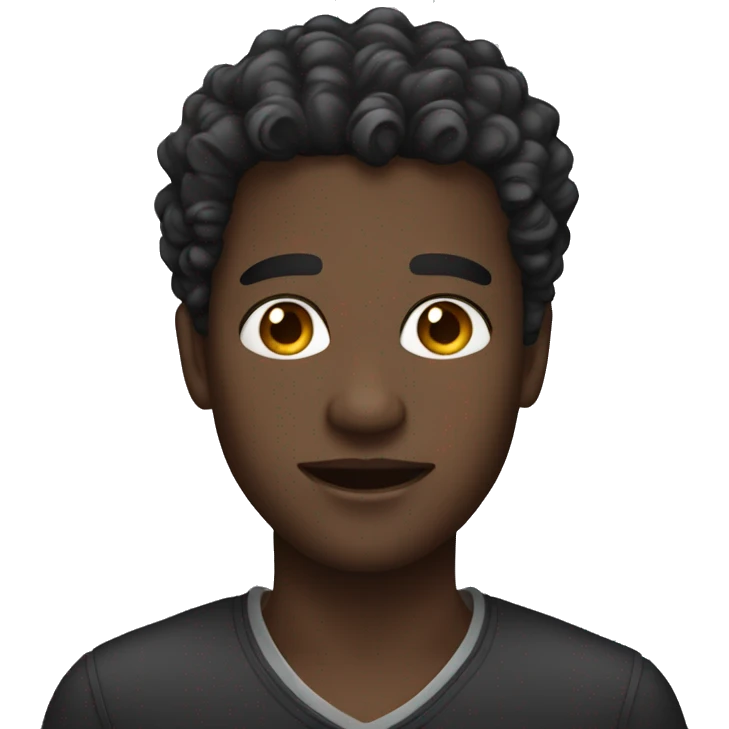 dark skinned male with curly short hair, earrings and necklace emoji