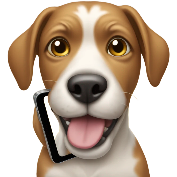 Dog holding phone emoji