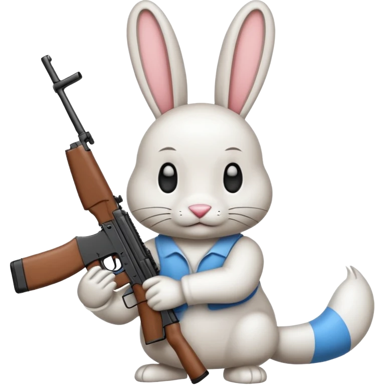 Crea un emoji de un conejo sosteniendo una  Ak47 emoji