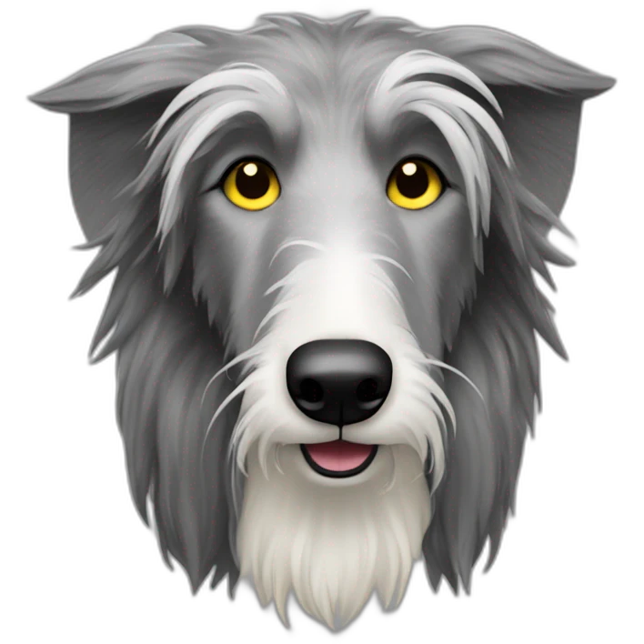 Scottish deerhound with yellow fur, black eyes, white nose emoji