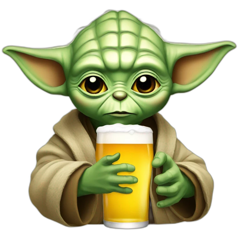 Yoda drink the beer emoji