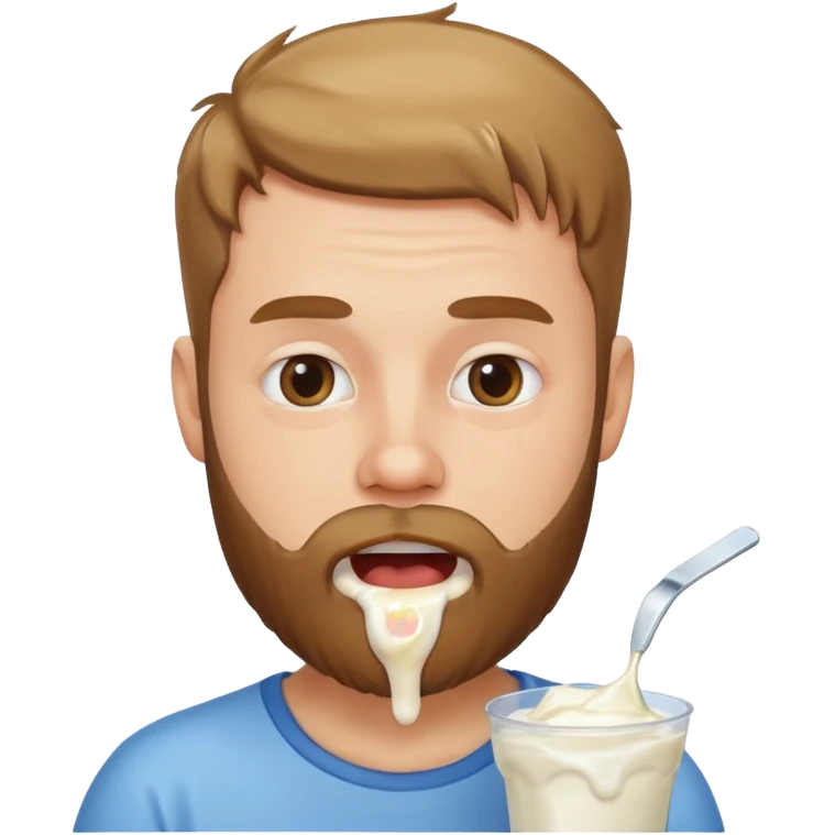 A bearded white men with yogurt, dripping from his mouth emoji