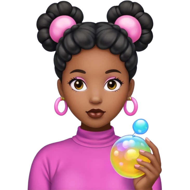 Black woman with bubble Space buns emoji