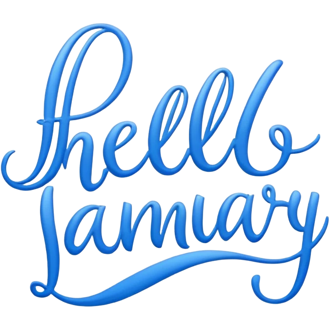Blue “ hello January “ word emoji