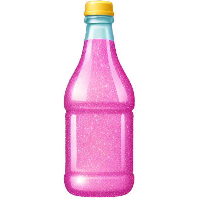 Pink soda bottle with glitter emoji