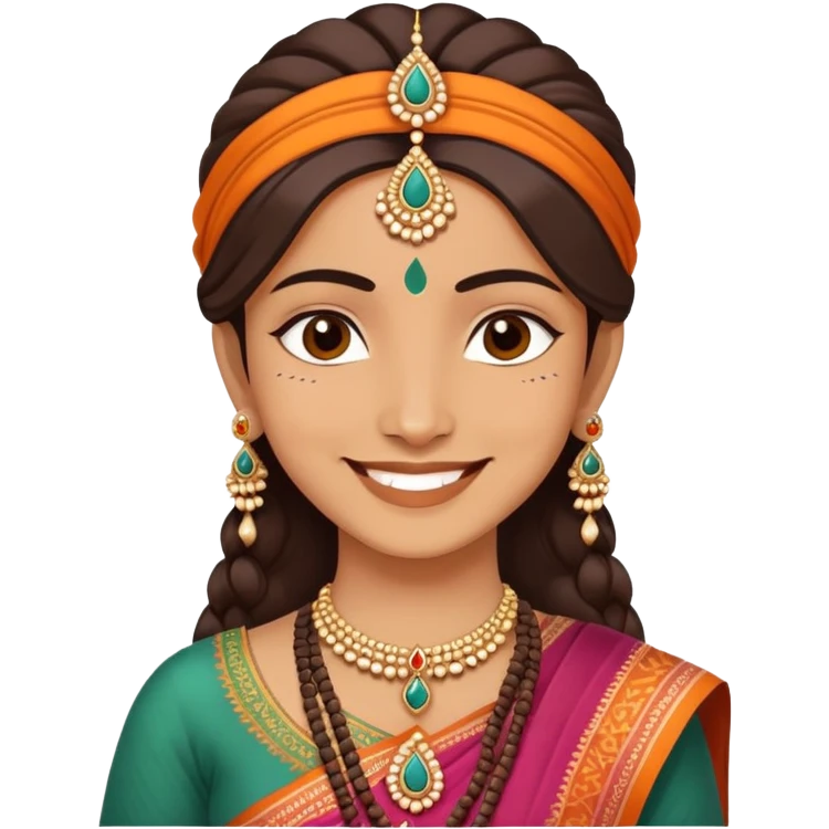A smiling person wearing traditional Indian clothes and bindi emoji